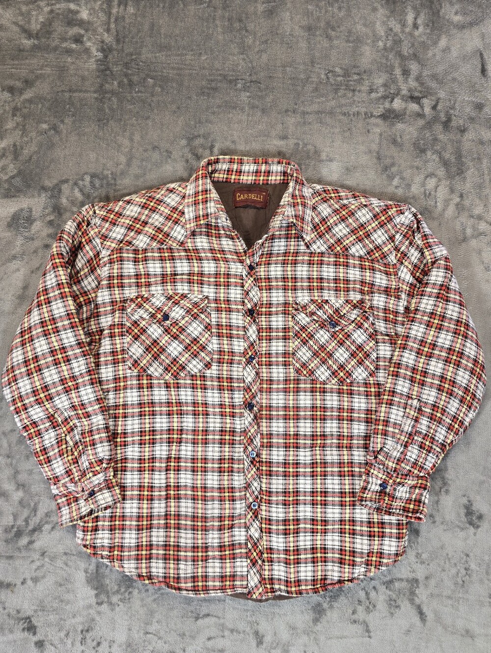 Vintage Cardelli Plaid Shirt Jacket Quilted Lining Size Medium